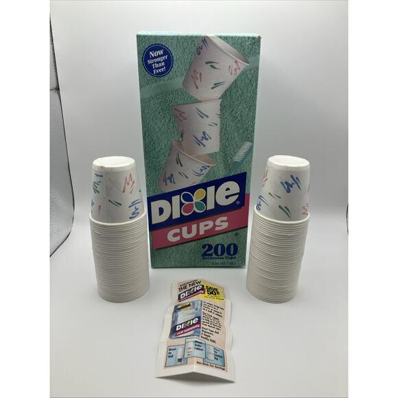 Vintage Dixie Cups Paint Strokes Box 3oz Cups 1995 Open Box 87 Cups Paint Stroke - Picture 1 of 12